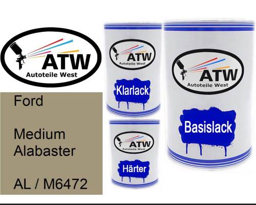 Ford, Medium Alabaster, AL / M6472: 500ml Lackdose + 500ml Klarlack + 250ml Härter - Set, von ATW Autoteile West.